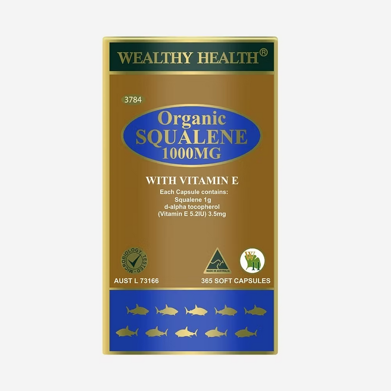 Organic Squalene Capsules – Wealthy Health 365 Capsules with Vitamin E Antioxidant Wealthy Health
