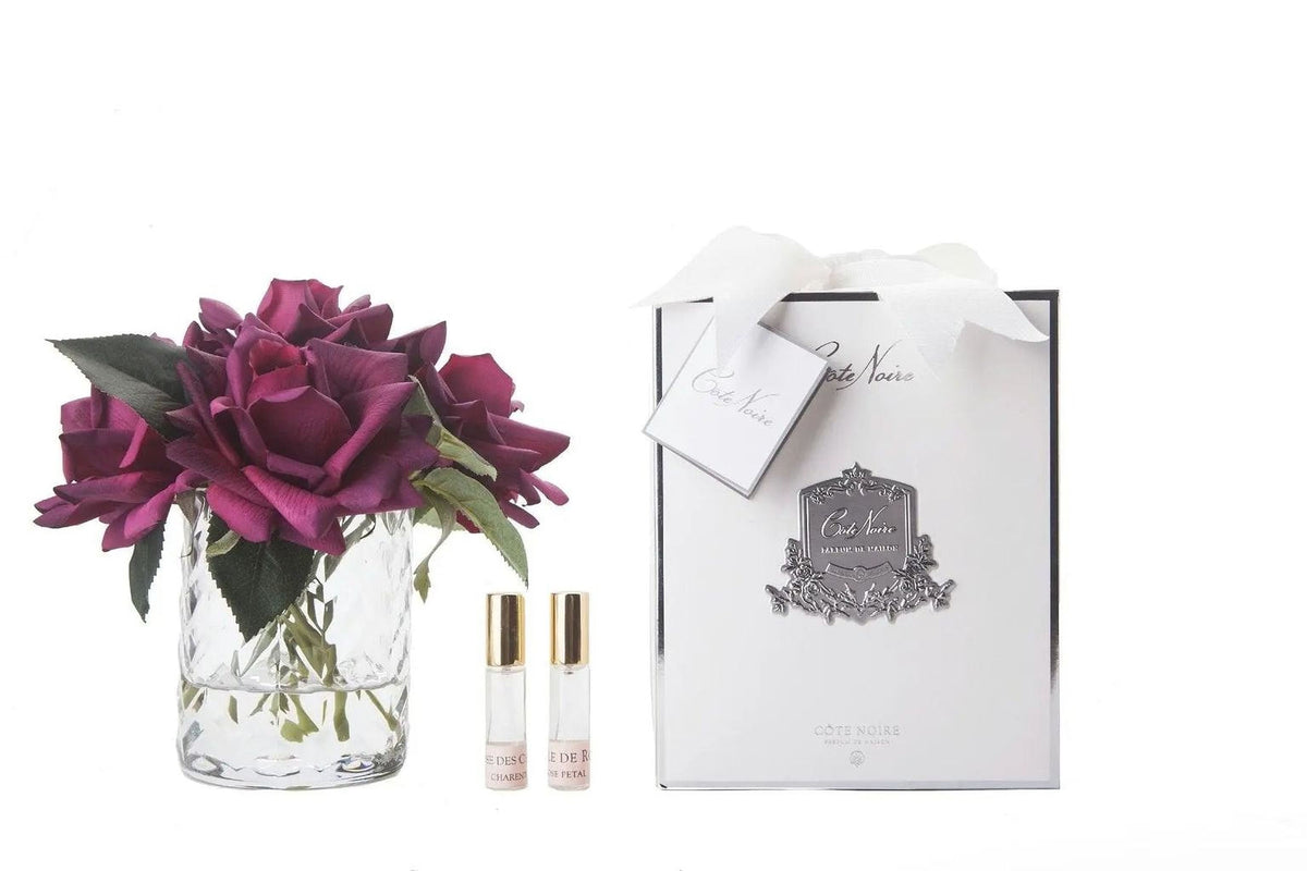 Cote Noire - Herringbone Flower - 5 French Roses - Clear - Carmine Red - HCF24 Cote Noire