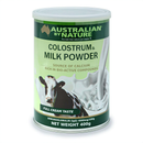 A can of Australian by Nature Colostrum & Milk Powder, containing 400g of the product.