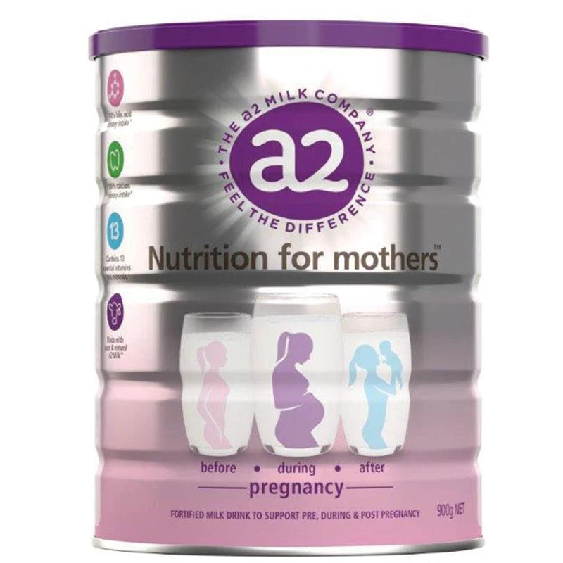A can of A2 Milk Company's Nutrition for mothers, which is a fortified milk drink to support pre-pregnancy, postpartum, and lactation.