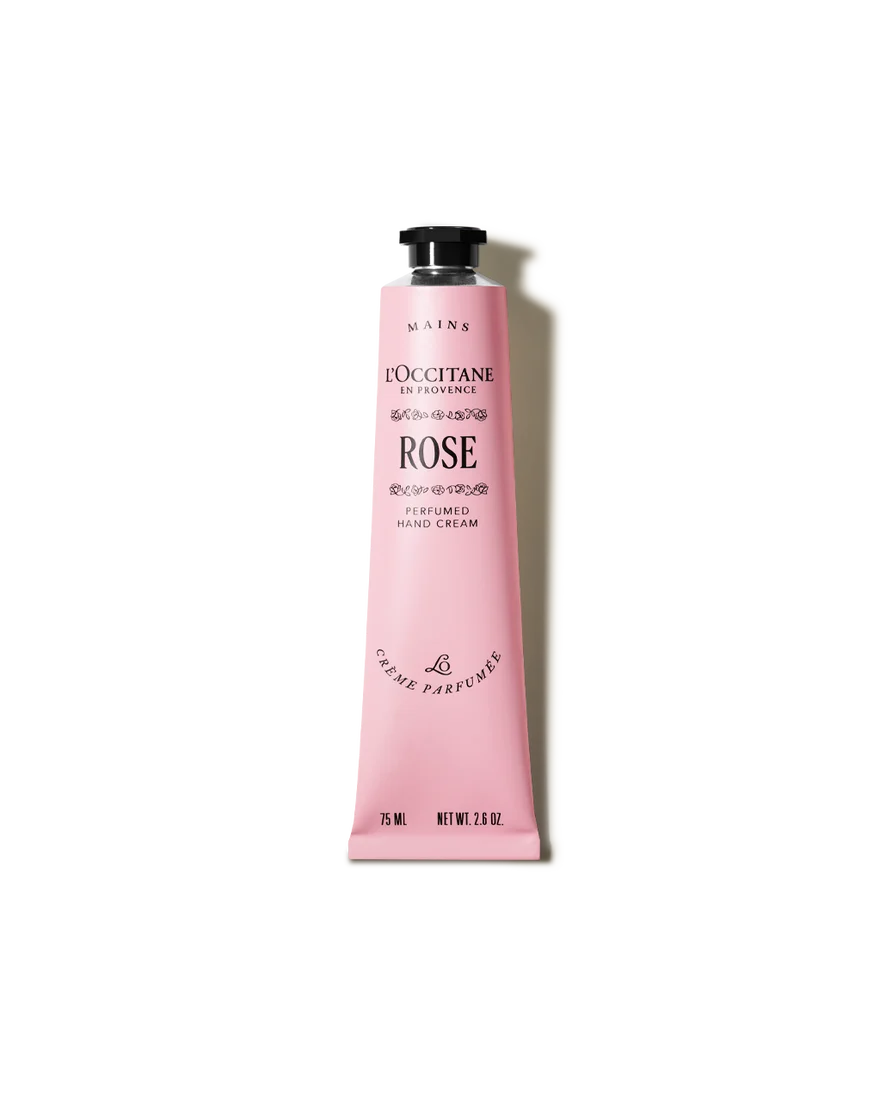 A tube of L'OCCITANE rose-scented hand cream.
