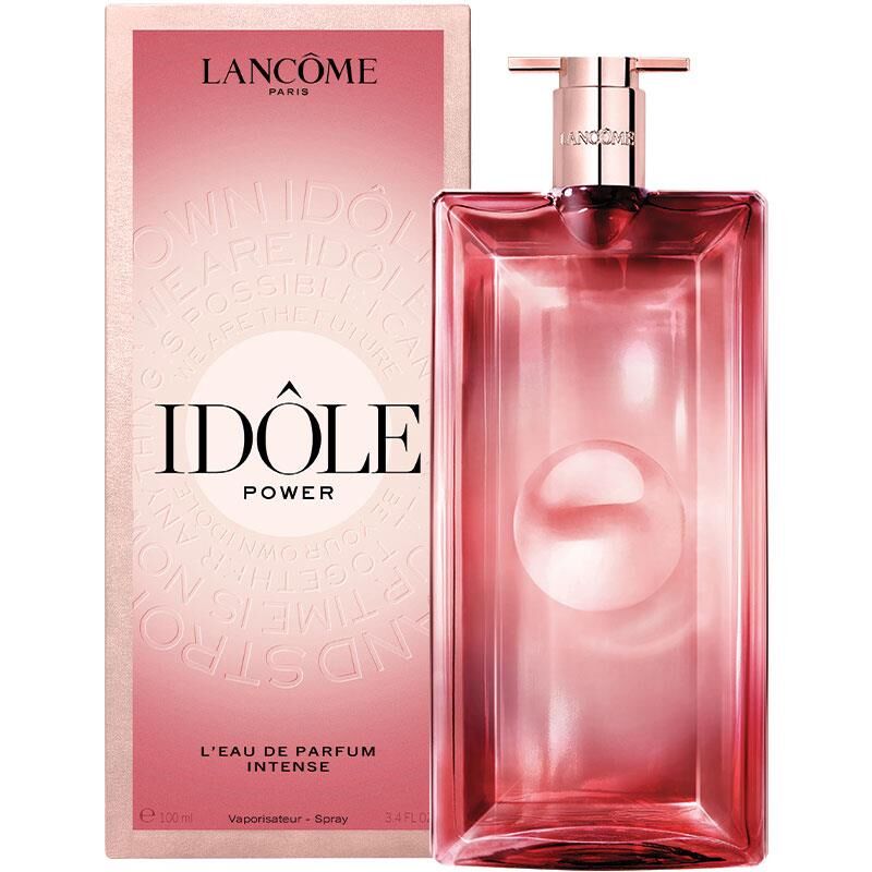 a pink perfume bottle and its packaging.