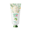 A tube of Australian Lanolin Oil cream for hands, with a green and white color scheme and a leafy design on the label.