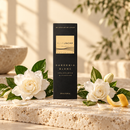Blue Jacar Gardenia Blanc 200ml diffuser carton with gardenia blossoms