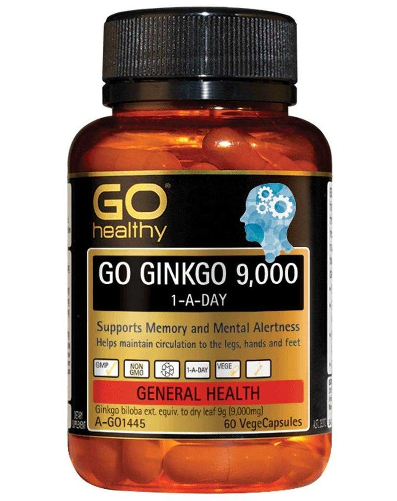GO Healthy Ginkgo 9000+ 60 Vege Capsules EXP: 11/2024 - XDaySale