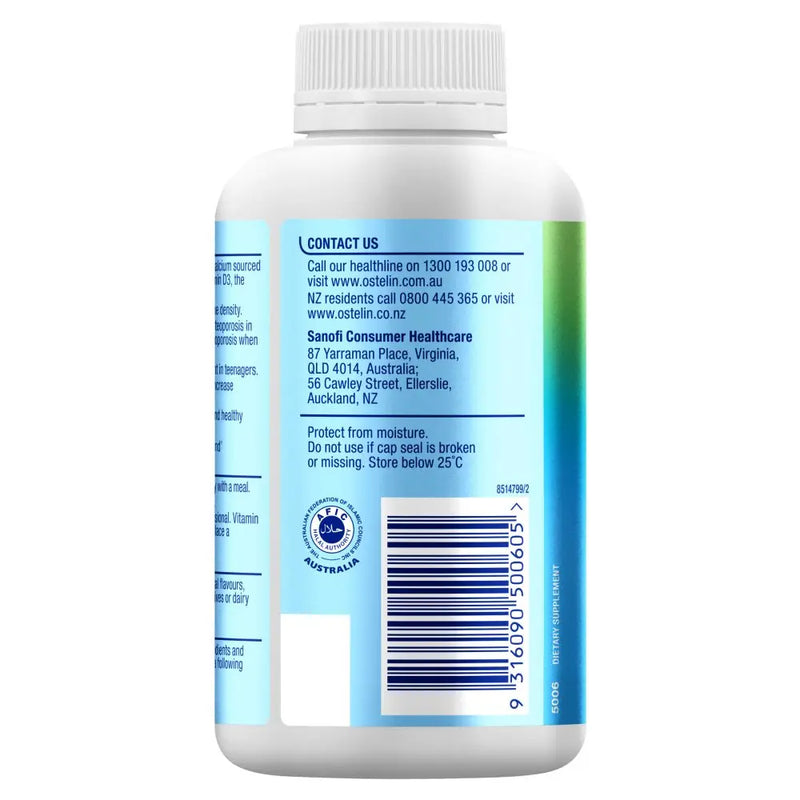 Ostelin Calcium & Vitamin D3 250 Tablets Healthy Strong Bones Osteoporosis Halal EXP:04/2025 - XDaySale