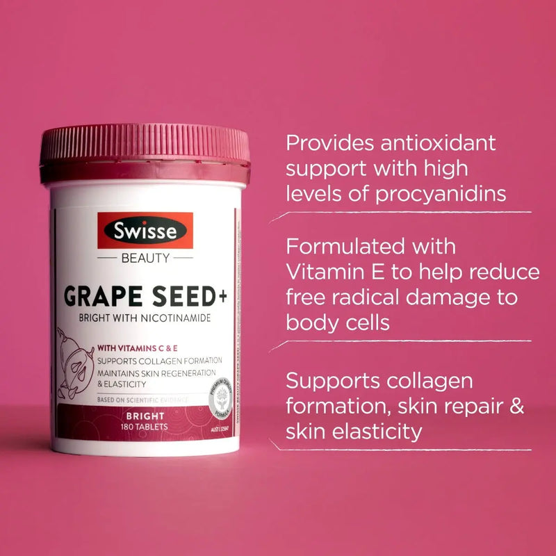 Swisse Beauty Grape Seed +180 Tablets EXP：09/2025 - XDaySale