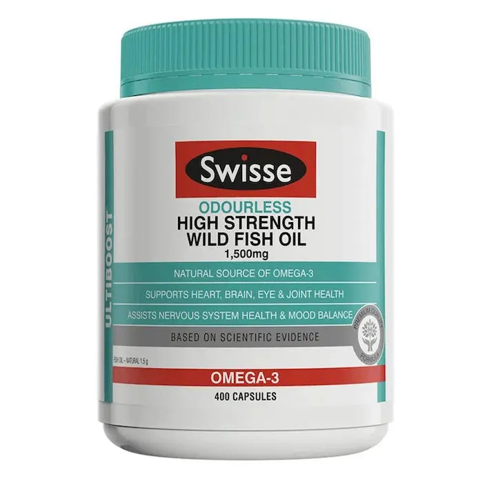 Swisse Ultiboost Odourless High Strength Wild Fish Oil 1500mg 400 Capsules EXP:10/2026 - XDaySale