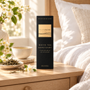 Blue Jacar White Tea Sanctuary 200ml carton in a serene bedroom setting